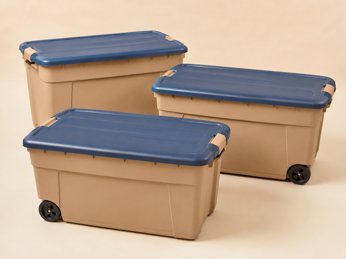 Seasonal Rotation Storage Trio — Three wheeled boxes for the yearly seasonal swap.