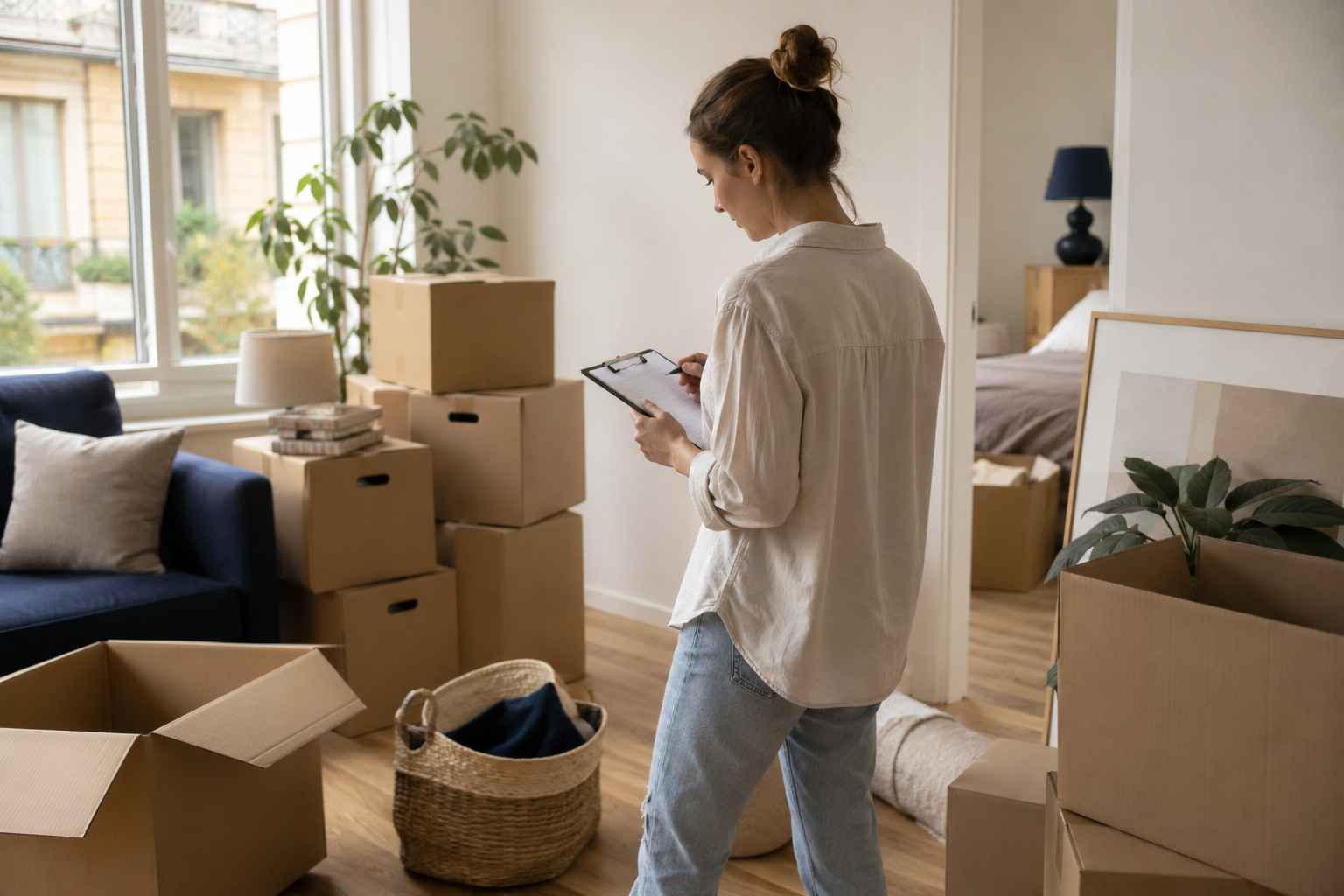 Plan step — Answer four questions in the Move Planner and get a kit list, box estimate and room-by-room order.